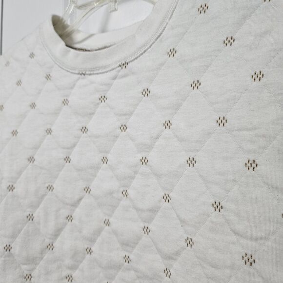 Madewell Quilted Swing Sweatshirt Women's XXS Ivory Crewneck Pullover VGUC - Picture 5 of 8